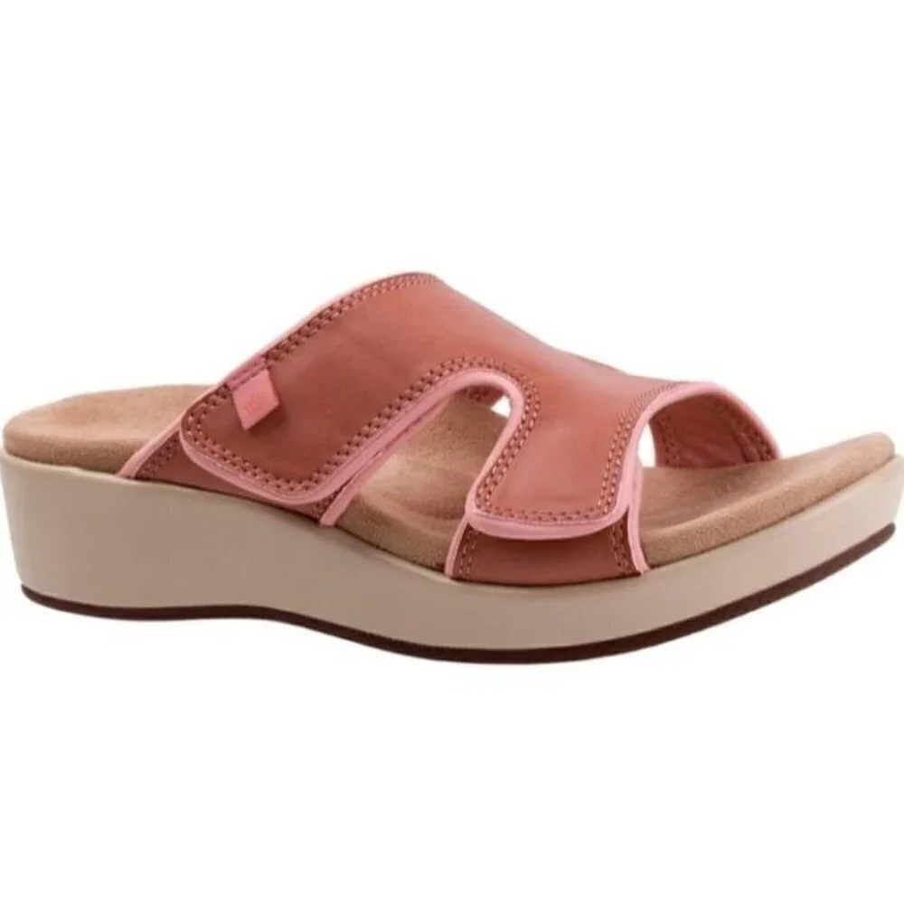 Spence Orthotic Coral Cloud Leather Hook Loop Comfort Sandals Size 7